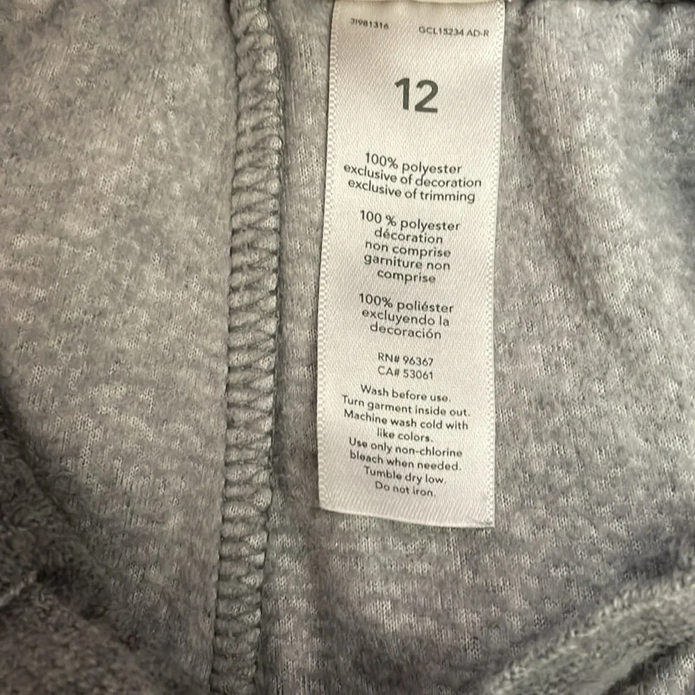 OshKosh B'gosh Gray Velvet Pull On Elastic Drawstring Waist Girls Pants Size 12